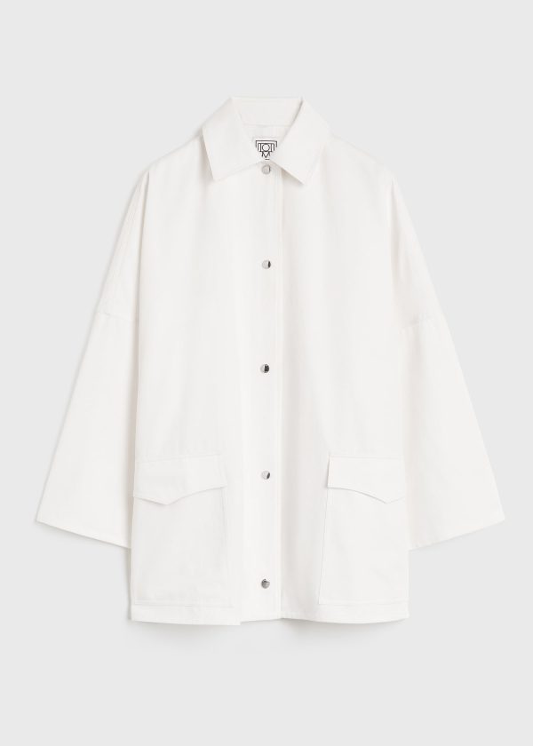 Cotton twill overshirt jacket white Sale