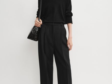 Double-pleated cropped trousers black Online Hot Sale