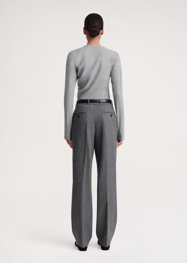 Double-pleated tailored trousers grey mélange on Sale