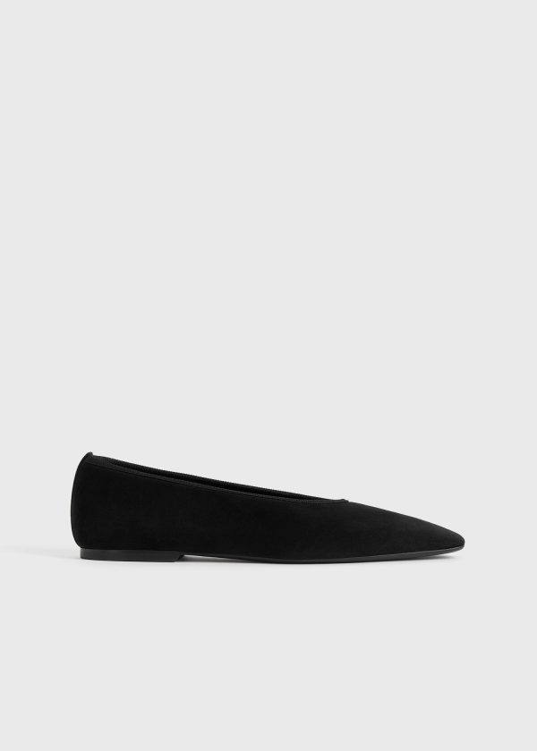 Minimalist suede ballerinas black Online