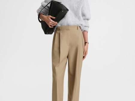 Double-pleated tailored trousers biscuit For Cheap