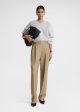 Double-pleated tailored trousers biscuit For Cheap