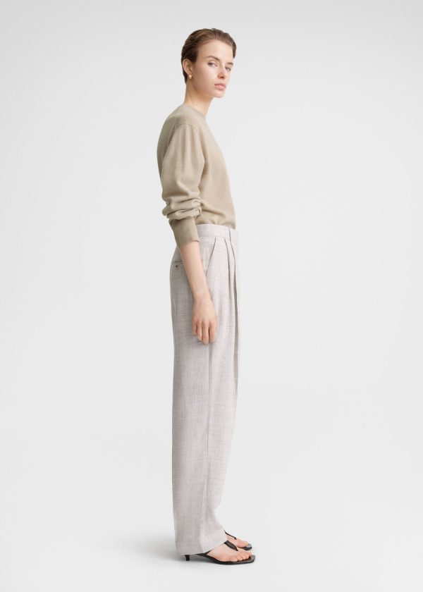 Double-pleated tailored trousers oat melange Online