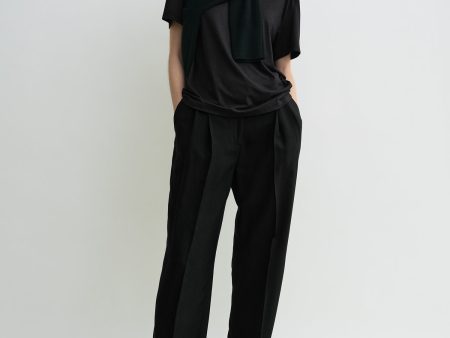 Double-pleat fluid trousers black Sale