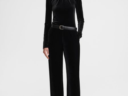 Wide velvet trousers black Online Hot Sale