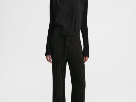 Cable knit trousers espresso Online Hot Sale