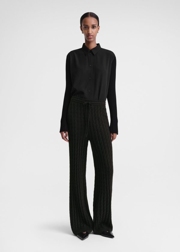 Cable knit trousers espresso Online Hot Sale