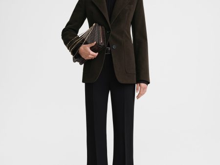 Cinched-waist moleskin blazer espresso Fashion