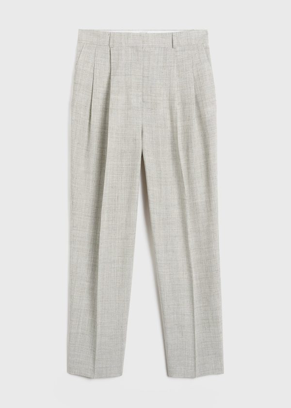 Double-pleated tailored trousers oat melange Online