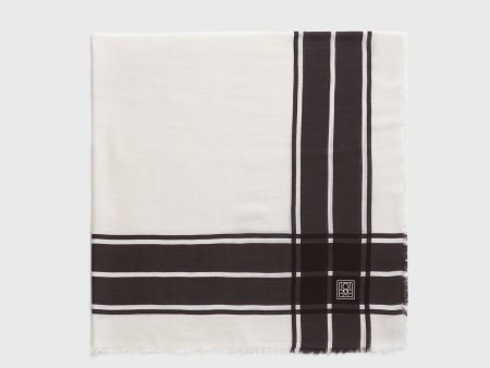 Wool silk blanket scarf black ecru Online