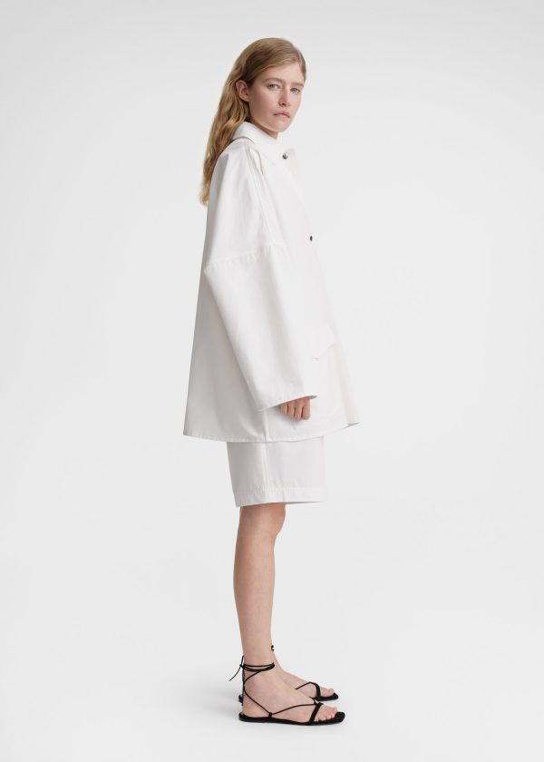 Cotton twill overshirt jacket white Sale