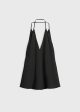 Double-halter silk top black Supply