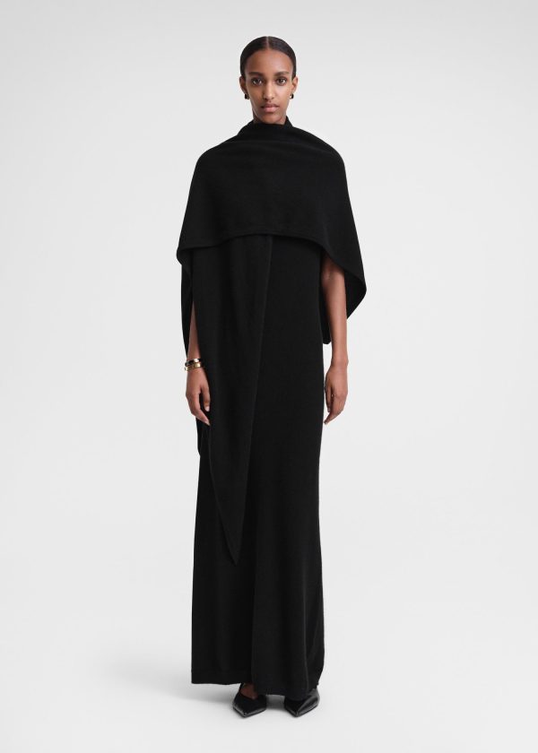 Cashmere shawl dress black Online now