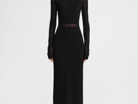 Semi-sheer knitted cocktail dress black Discount