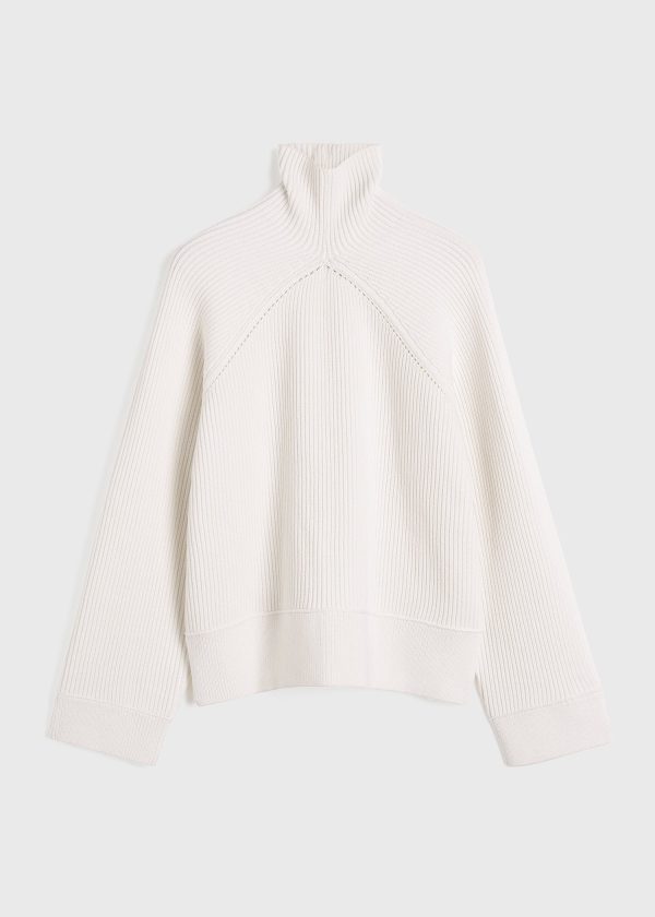 Ribbed chimney-neck knit white Online