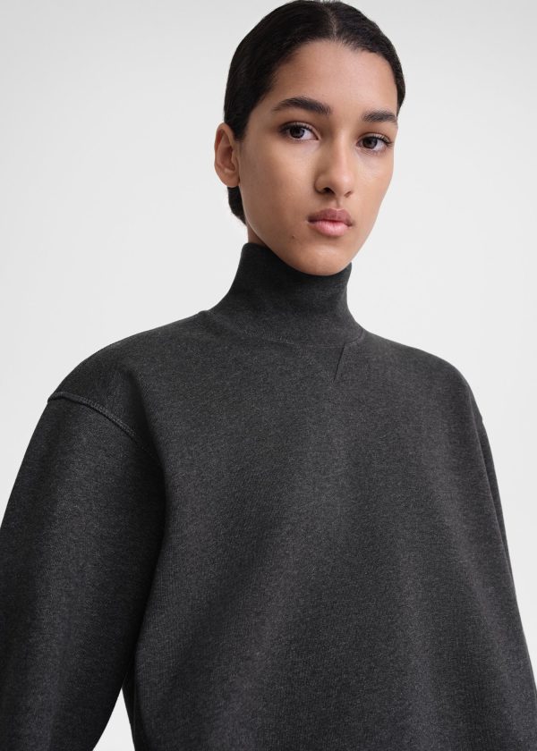 Cotton turtleneck sweatshirt charcoal melange Online Hot Sale