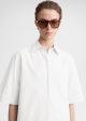 Short-sleeve poplin shirt white For Cheap