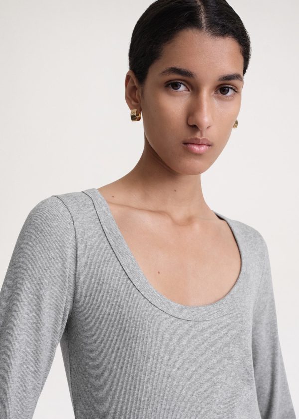 Classic rib top grey melange For Cheap