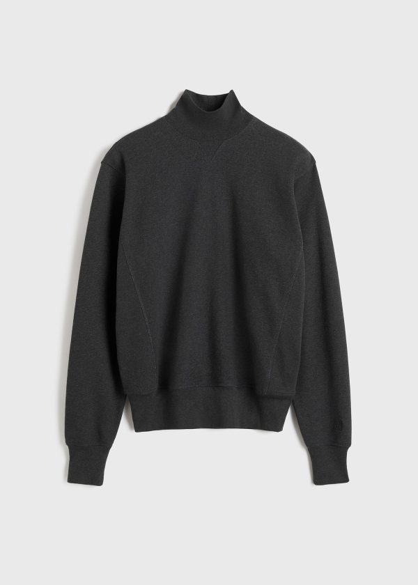 Cotton turtleneck sweatshirt charcoal melange Online Hot Sale