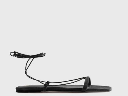 The Suede Tie Sandal black Discount