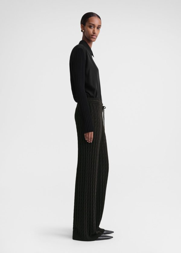 Cable knit trousers espresso Online Hot Sale