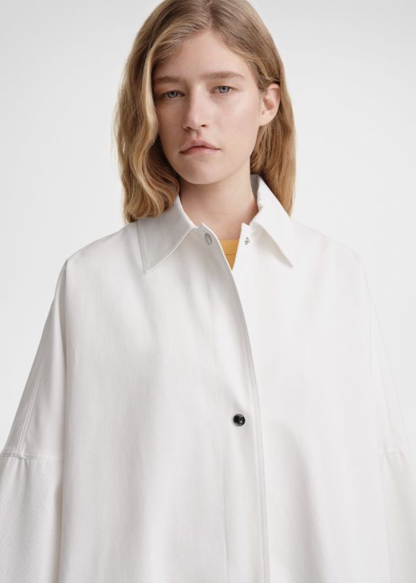 Cotton twill overshirt jacket white Sale