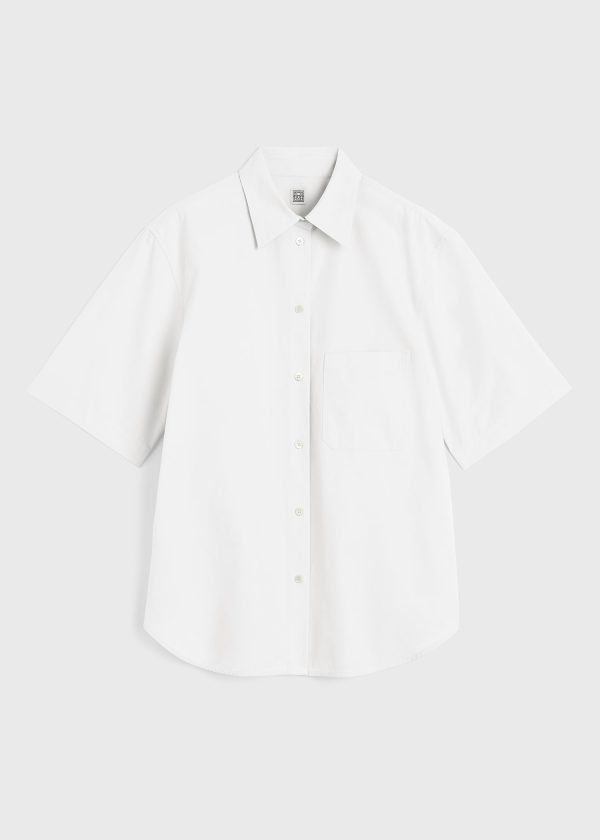 Short-sleeve poplin shirt white For Cheap