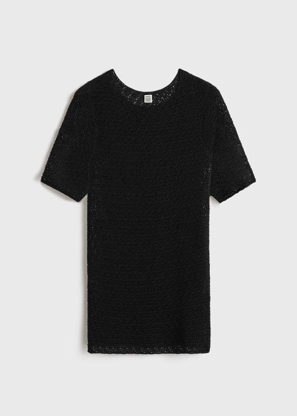 Short-sleeve crochet top black Online Hot Sale