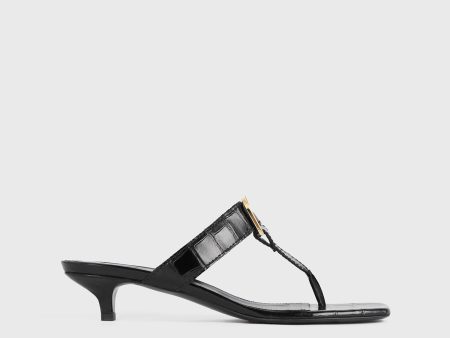 The Belted Croco Flip-Flop Heel black Online Hot Sale