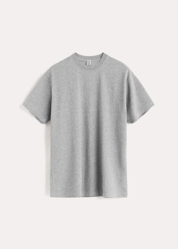 Straight cotton tee light grey melange Online Sale