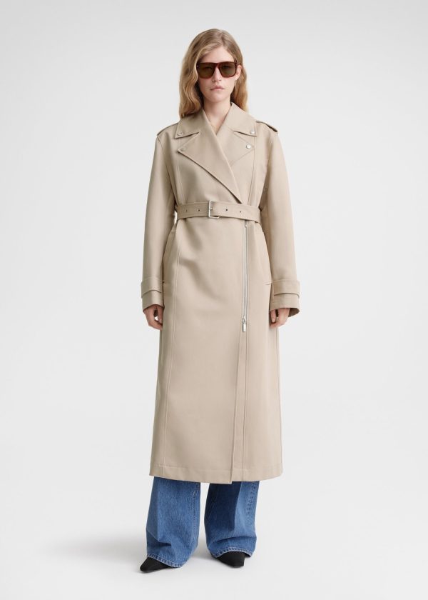 Cotton biker trench fawn Discount