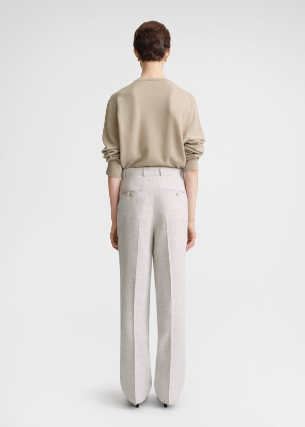 Double-pleated tailored trousers oat melange Online