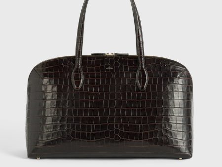 Croco-embossed day tote dark chocolate Supply