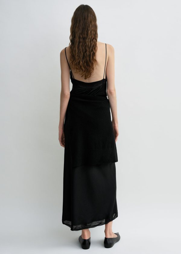 Satin slip dress black Online