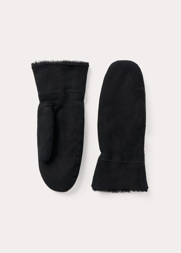 Suede shearling mittens black Online Hot Sale