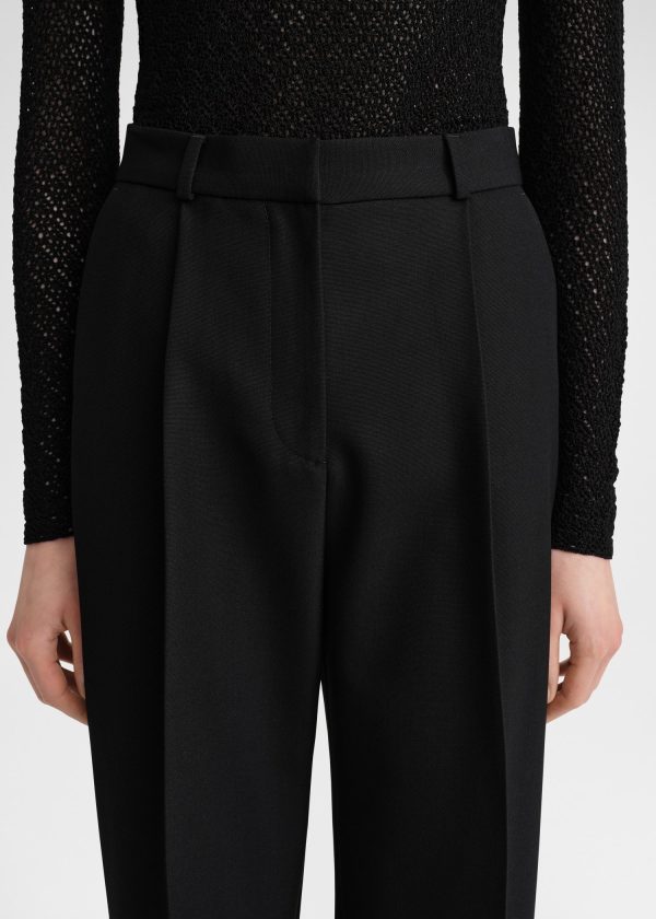 Single-pleat tapered trousers black on Sale