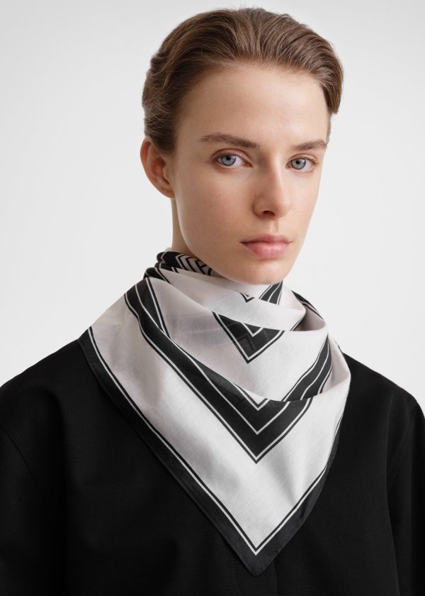 Striped cotton silk bandana black white For Cheap