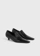 Leather kitten loafers black For Discount