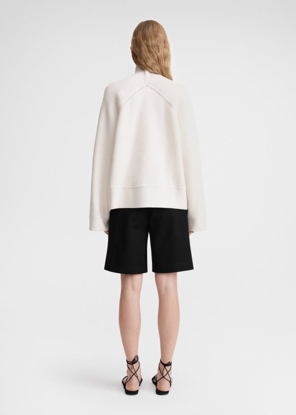 Ribbed chimney-neck knit white Online