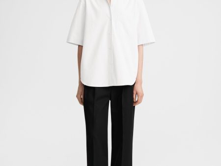 Short-sleeve poplin shirt white For Cheap