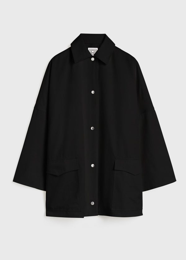 Cotton twill overshirt jacket black Online Sale