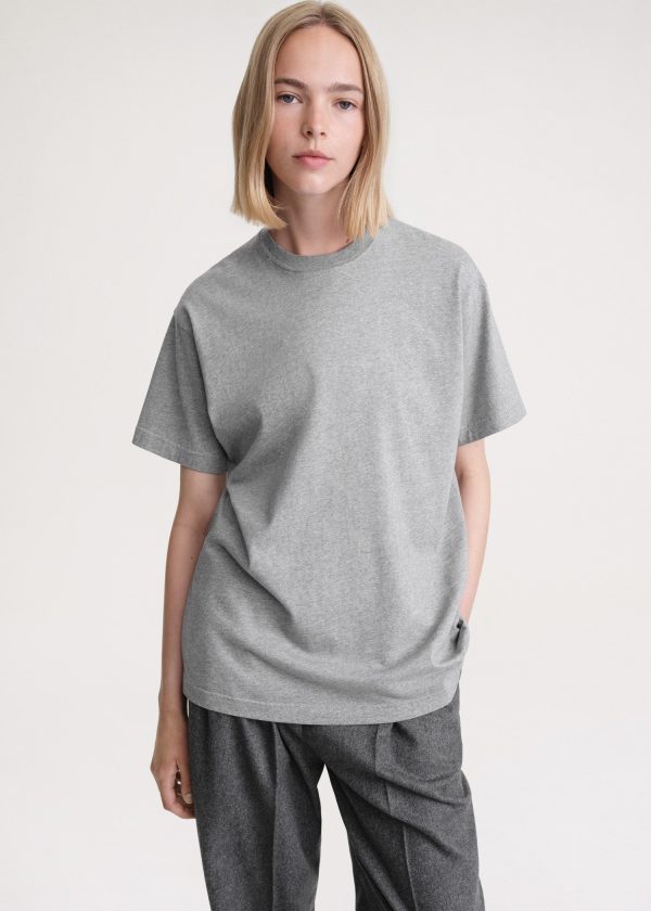 Straight cotton tee light grey melange Online Sale