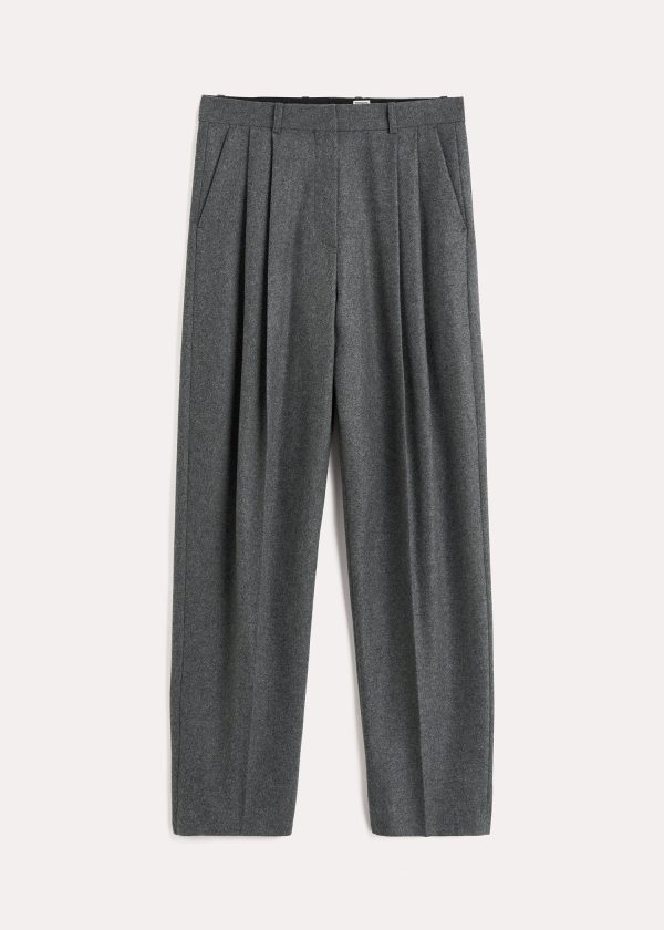 Double-pleated tailored trousers grey mélange on Sale