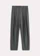 Double-pleated tailored trousers grey mélange on Sale