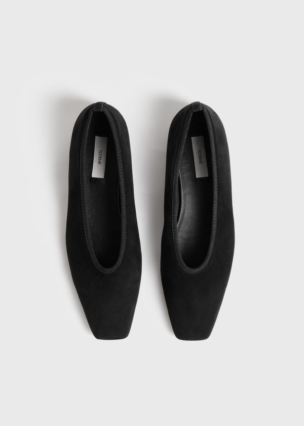 Minimalist suede ballerinas black Online