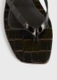 Croco-embossed flip flops dark brown on Sale