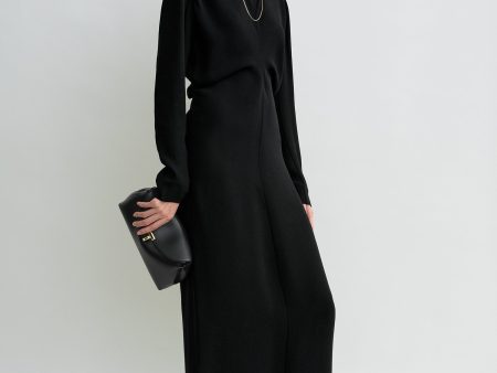 Long-sleeve slouch waist dress black Supply