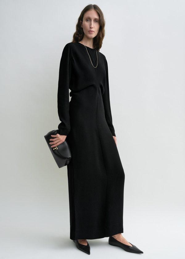 Long-sleeve slouch waist dress black Supply