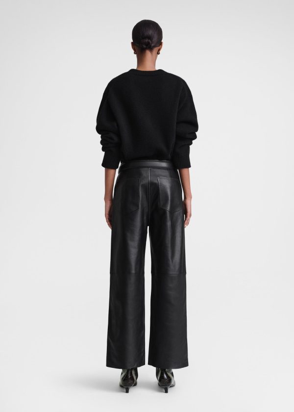 Paneled leather trousers black Online Sale