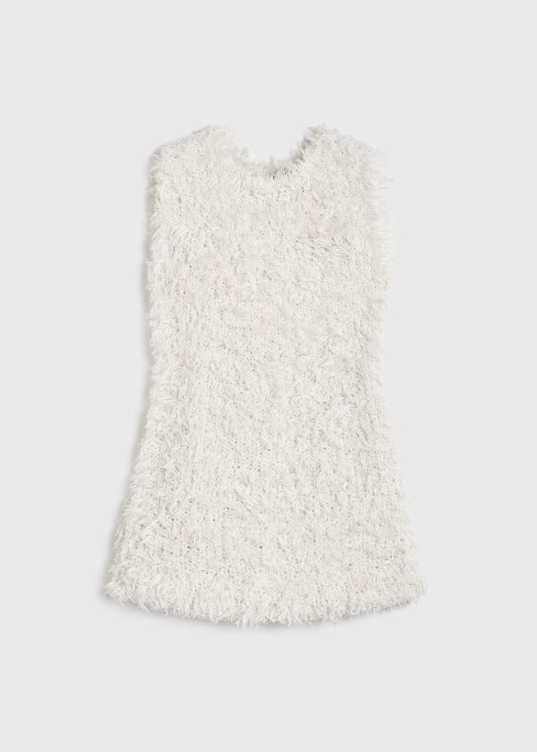 Curly mulberry silk knit white Online now